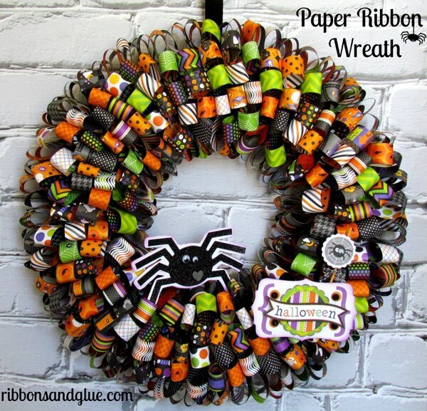 Doodlebug Desgin  Halloween Parade Ribbon Wreath