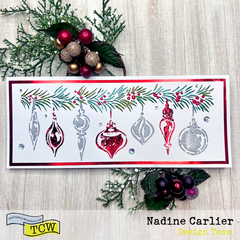 Ornament Christmas Slimline Card Using A Layered Stencil