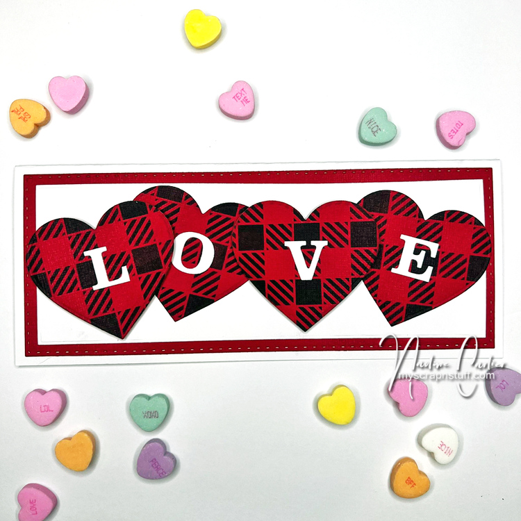 Plaid Heart Slimline Valentine&#039;s Day Card