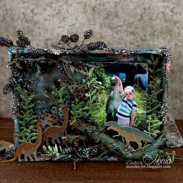 Shadow box with dinosaurs
