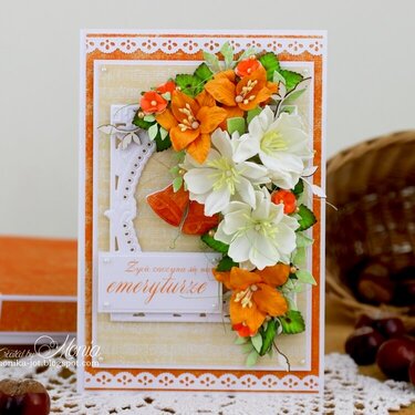 Autumn card with foam flowers