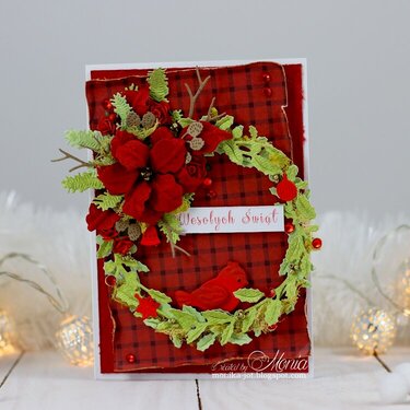 Christmas card with a wreath