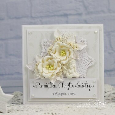 White baptism card