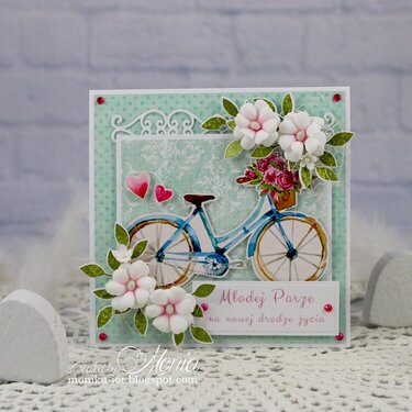 Wedding card with a bicycle