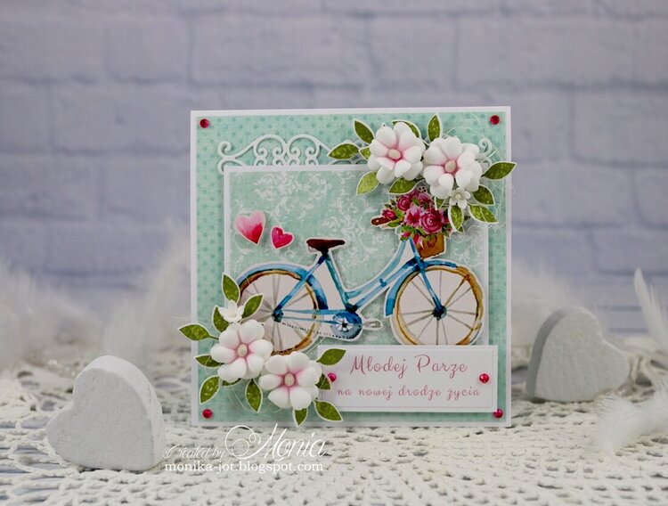 Wedding card with a bicycle