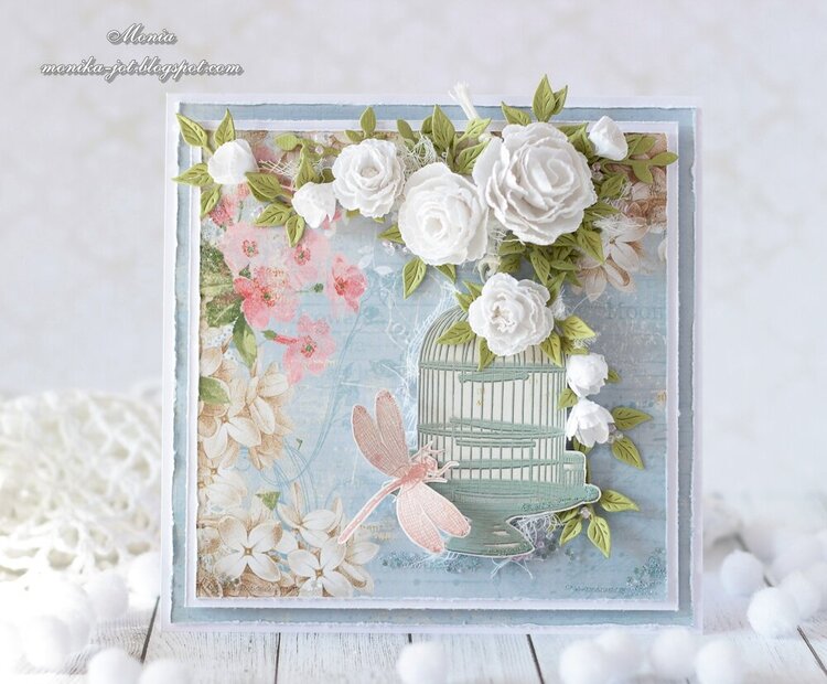 Card with handmade roses