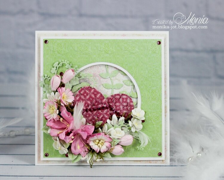 Easter card with pink flowers