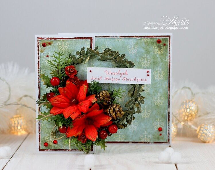 Christmas card with  a wreath