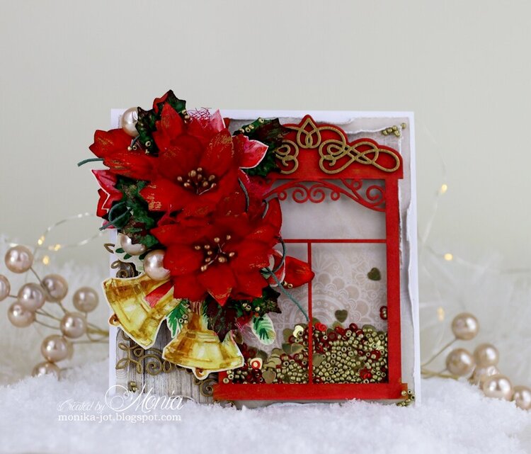 Christmas card with window shaker-box
