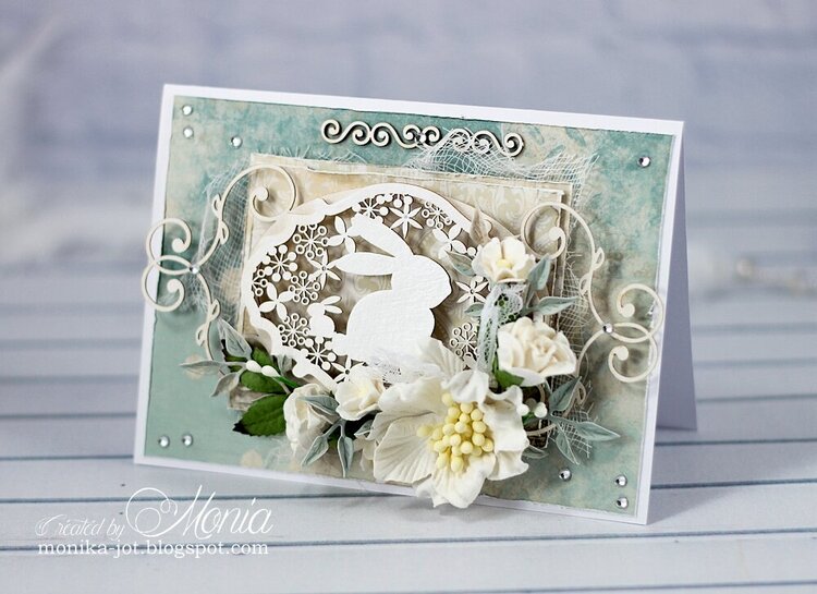 Easter card with die cut rabbit