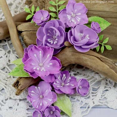 Purple foamiran flowers