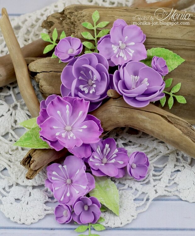 Purple foamiran flowers
