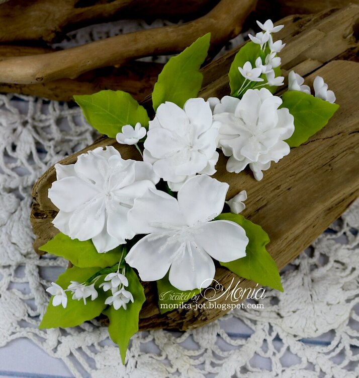 White foamiran flowers
