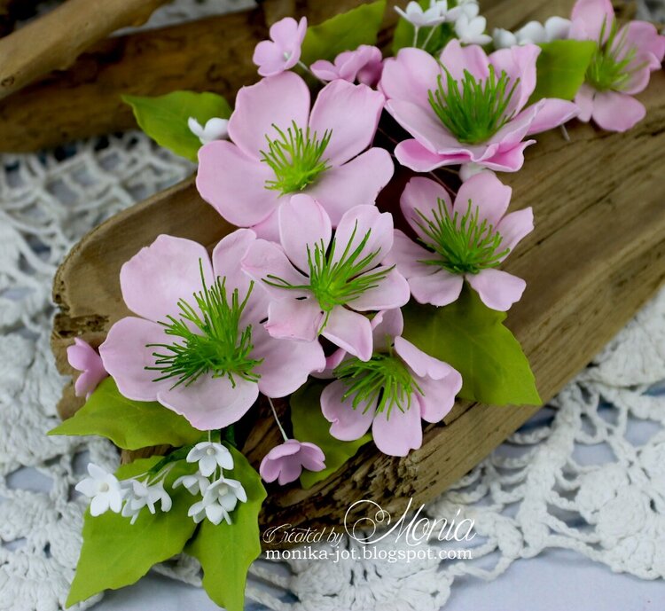 Pink foamiran flowers