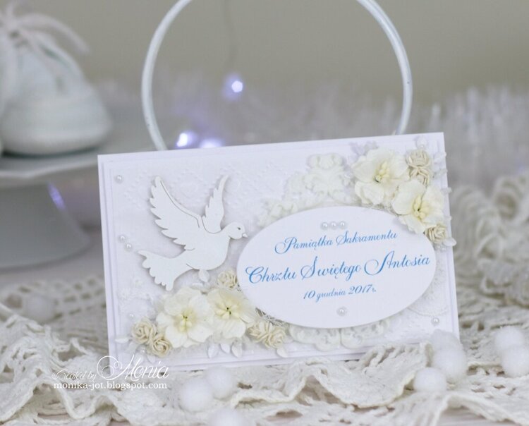 White baptism card