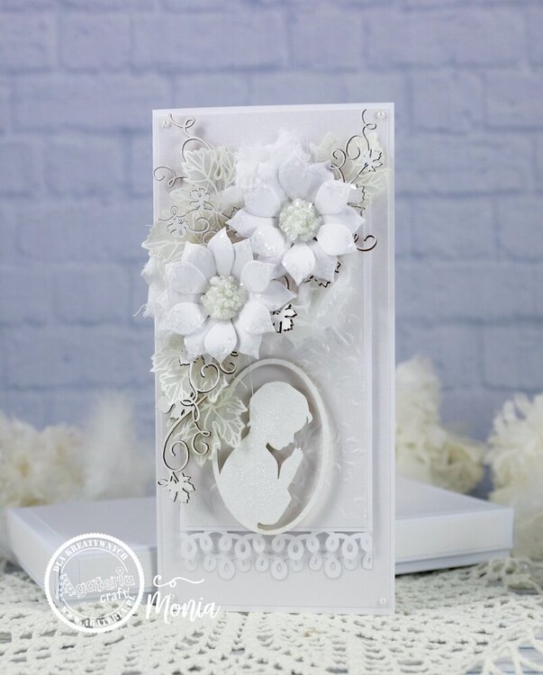 All white first communion card