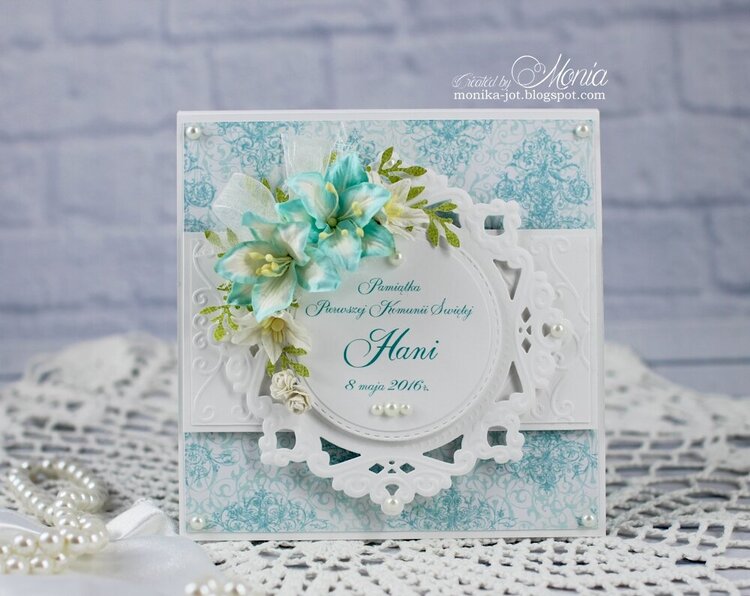 Turquoise first communion card