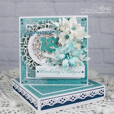 18-th birthday invitation with handmade flowers