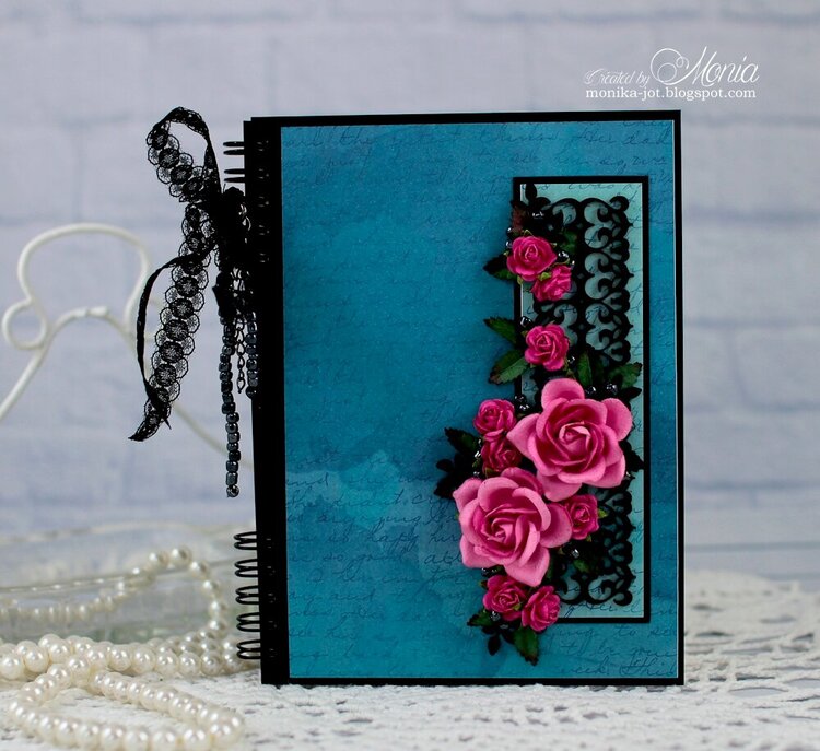Notebook with pink roses