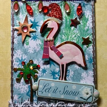 Flamingo Christmas ATC