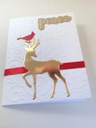 Gold deer Christmas card