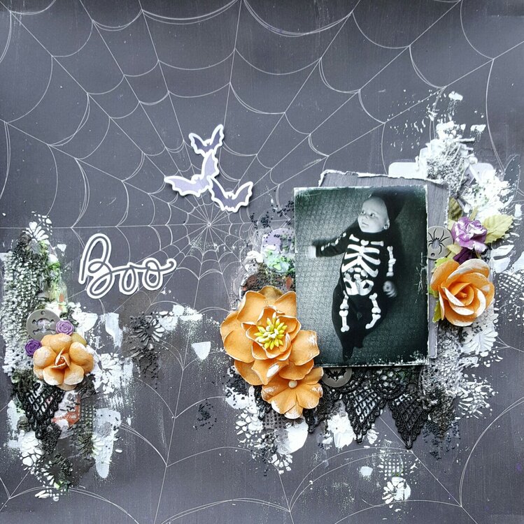 &quot;Boo&quot; Layout - Scraps of Darkness October, 2017 Kit