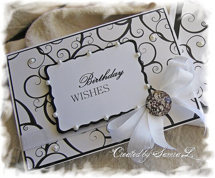 ELEGANT HAPPY BIRTHDAY CARD-BLACK AND WHITE