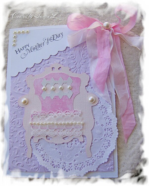 VINTAGE SHABBY CHIC CARD-HAPPY MOTHERS DAY VINTAGE PINK CHAIR