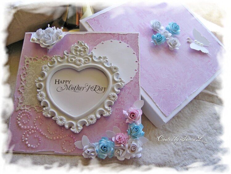 Vintage Shabby Chic Mothers Day Card with a Keepsake Box Pink