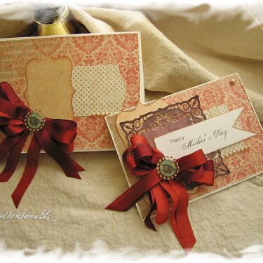 Vintage Shabby Chic Happy Mothers Day Card with a Keepsake Box Rustic Red