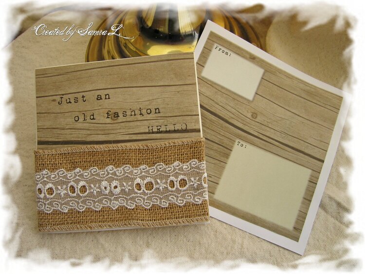 Note Card Vintage Shabby Chic Hello