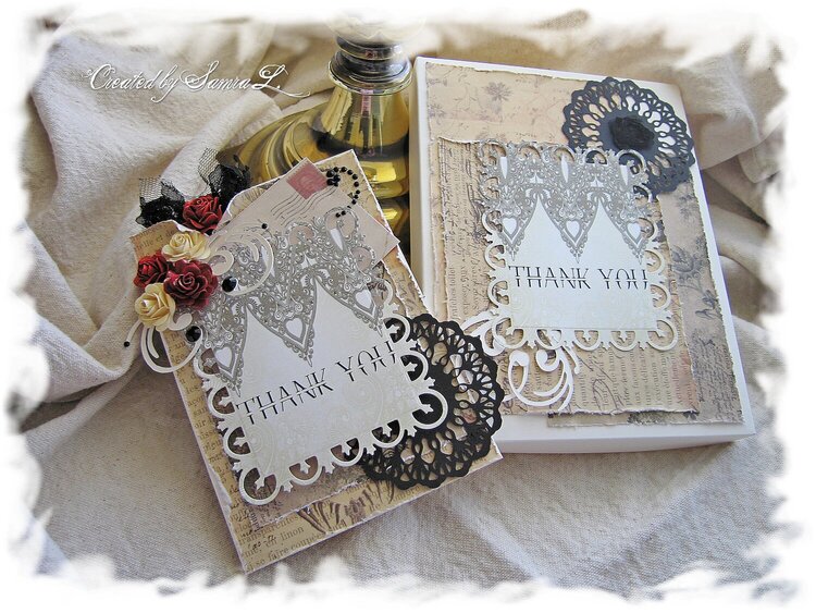 Vintage Shabby Chic Thank You Card with a Keepsake Box