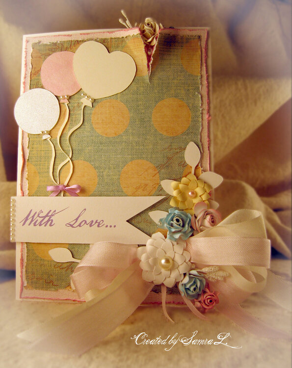Vintage Shabby Chic Note Card, with love