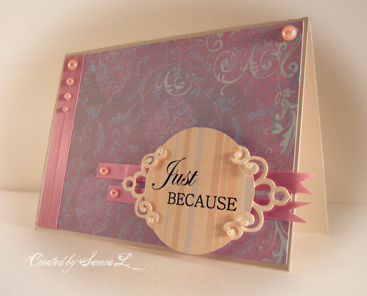 Elegant Note Card with silk ribbon and Spellbinders embellishment