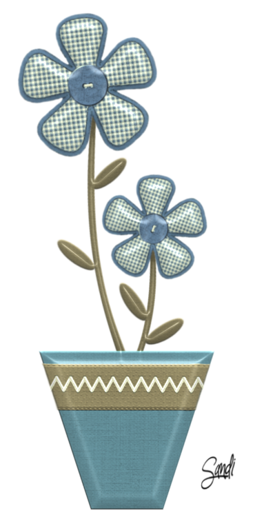 Flowers, 3-D blue