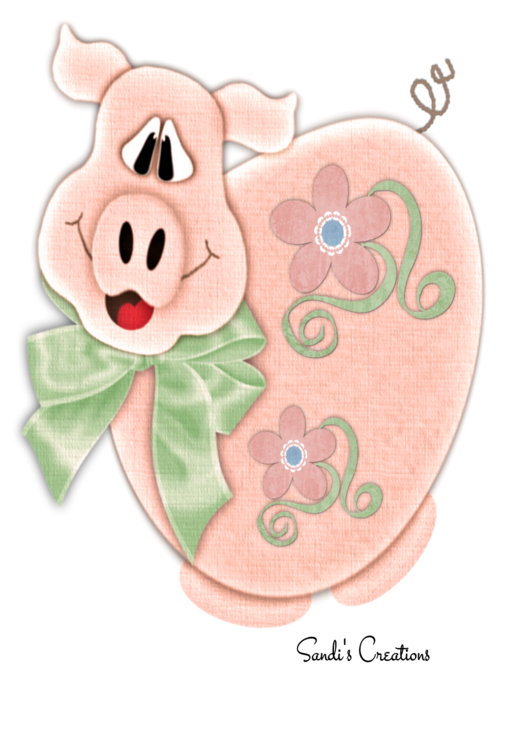 Pink Pig and Flowers