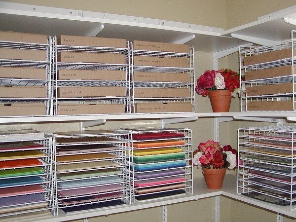 My new cardstock and stamps shelves