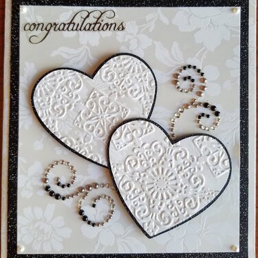 Embossed Hearts Wedding Card