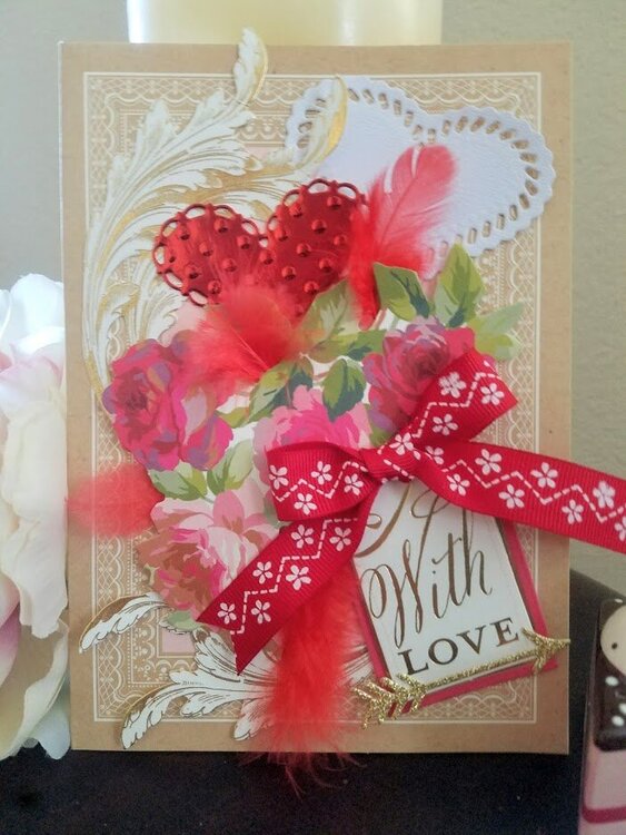 With Love Feather Valentine card