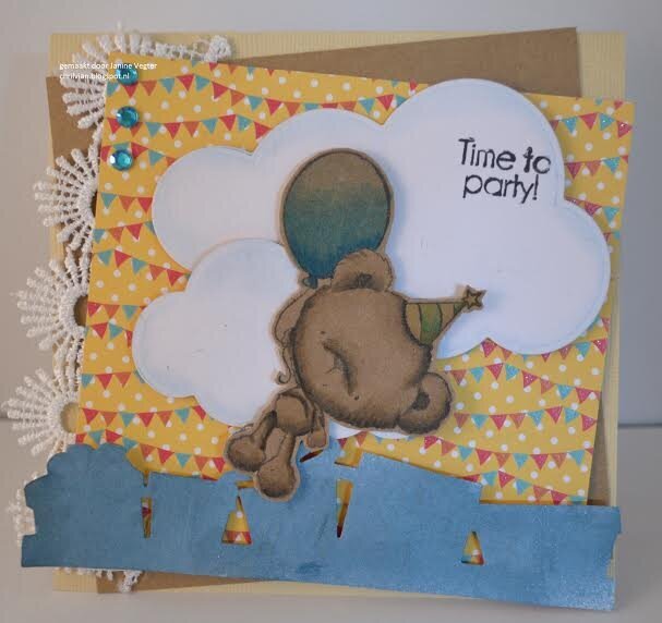 Fluffy Bear Balloon Card by DT Member Janine