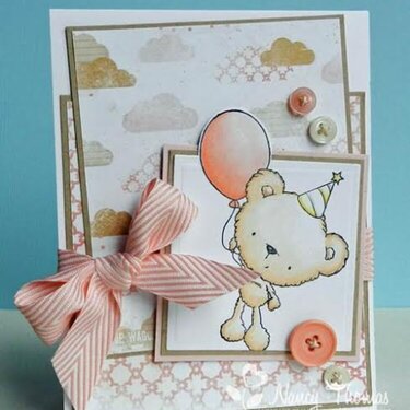 Fluffy Bear Balloon Card by DT Member Nancy
