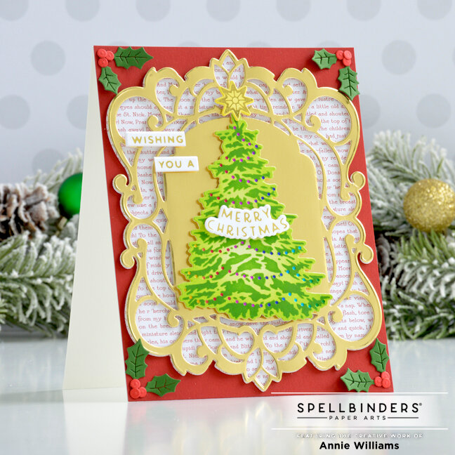 Ornate Metallic Christmas Tree Card