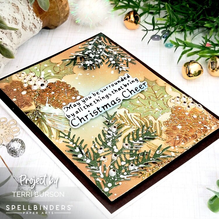 Christmas Cheer Foiled/Mixed Media card for Spellbinders