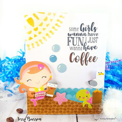 Coffee Loving Mermaid Card w/Doodlebug Design