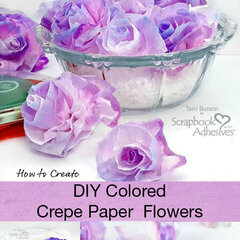 Easy DIY Colored Crepe Flowers with Ranger Ink and Scrapbook Adhesives by 3L