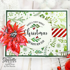 Poinsettia Watercolor and Foiled Christmas Card