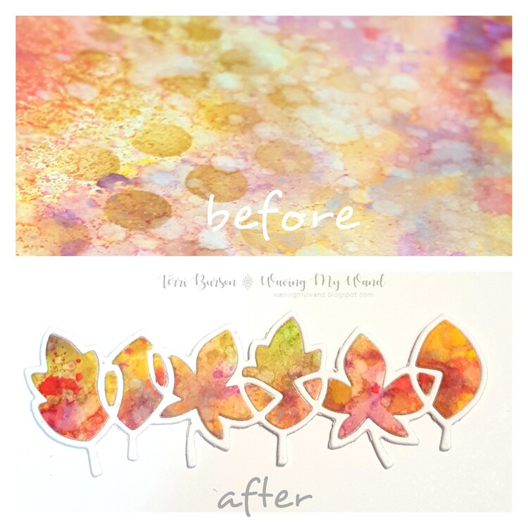 Before &amp; After with Paper Smooches Linked Leaves Die