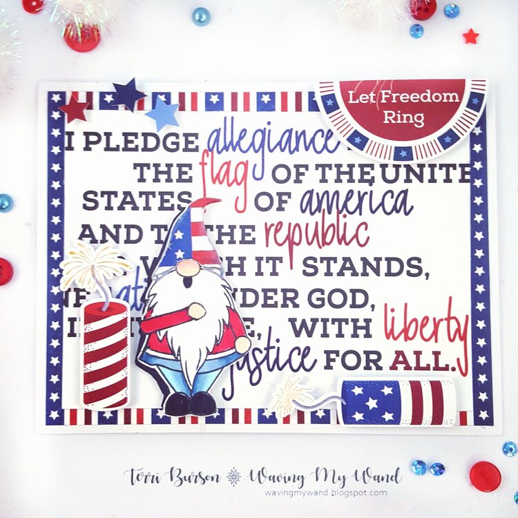 Patriotic Gnome Card with Photo Play Paper