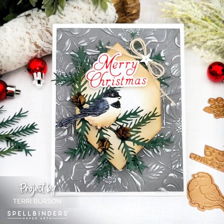 Christmas Chickadee Card for Spellbinders