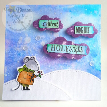 Watercolored Silent Night Mouse with MFT Stamps